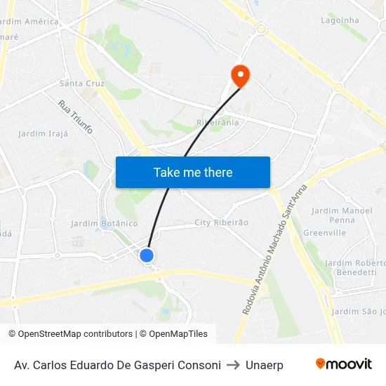 Av. Carlos Eduardo De Gasperi Consoni to Unaerp map