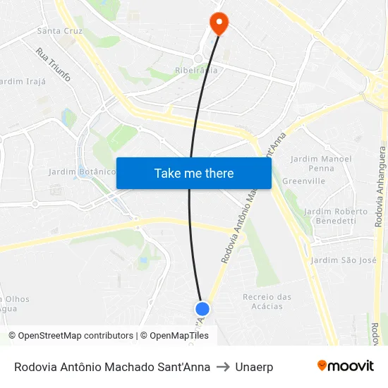 Rodovia  Antônio Machado Sant'Anna to Unaerp map