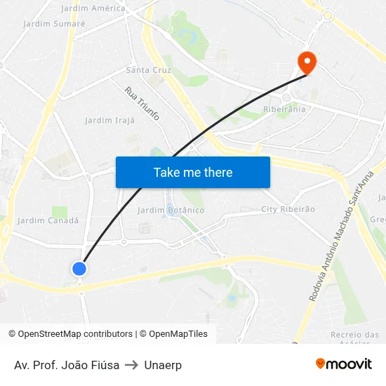 Av. Prof. João Fiúsa to Unaerp map