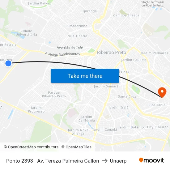 Ponto 2393 - Av. Tereza Palmeira Gallon to Unaerp map