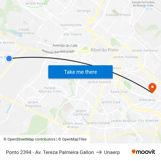 Ponto 2394 - Av. Tereza Palmeira Gallon to Unaerp map