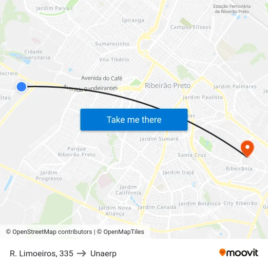 R. Limoeiros, 335 to Unaerp map