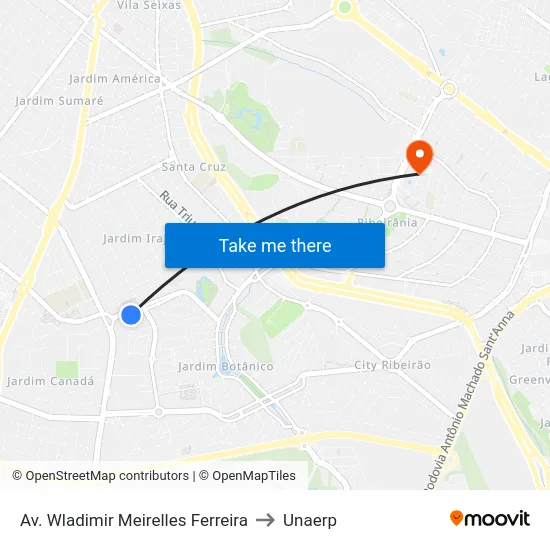 Av. Wladimir Meirelles Ferreira to Unaerp map