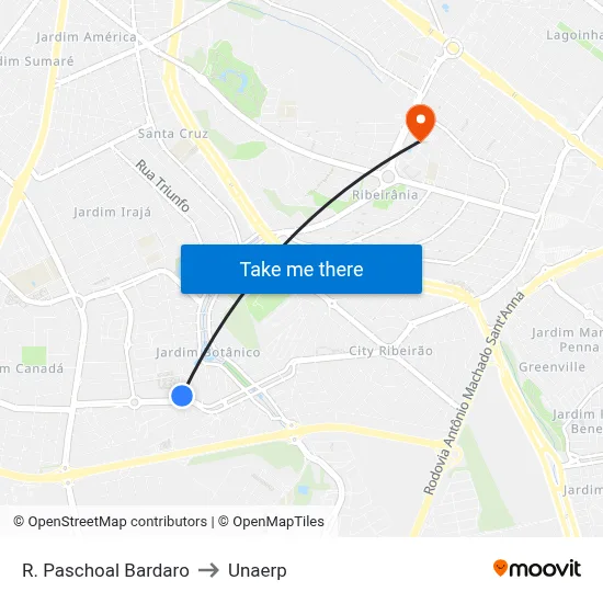 R. Paschoal Bardaro to Unaerp map