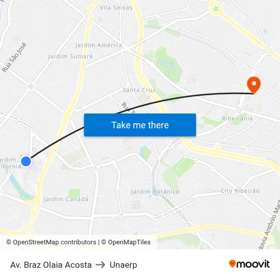 Av. Braz Olaia Acosta to Unaerp map
