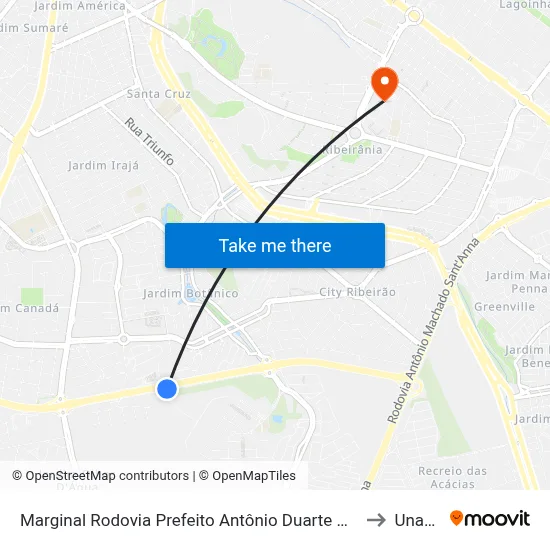Marginal Rodovia Prefeito Antônio Duarte Nogueira to Unaerp map