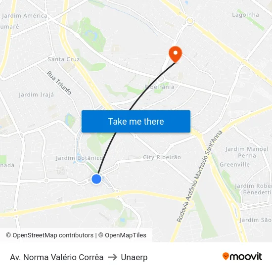Av. Norma Valério Corrêa to Unaerp map