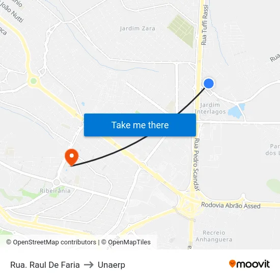 Rua. Raul De Faria to Unaerp map