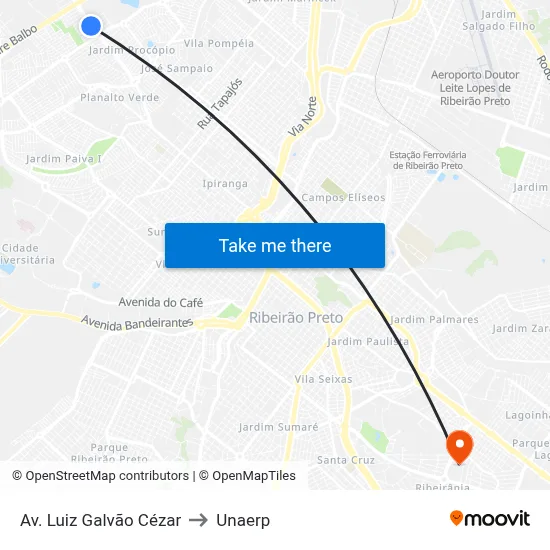 Av. Luiz Galvão Cézar to Unaerp map