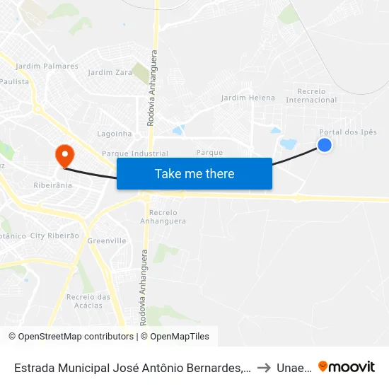 Estrada Municipal José Antônio Bernardes, S/N to Unaerp map