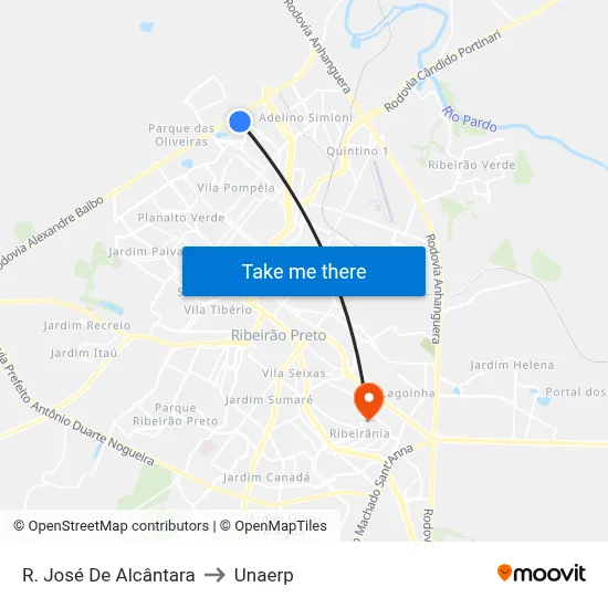 R. José De Alcântara to Unaerp map