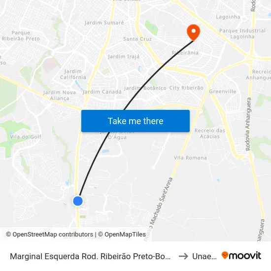 Marginal Esquerda Rod. Ribeirão Preto-Bonfim to Unaerp map