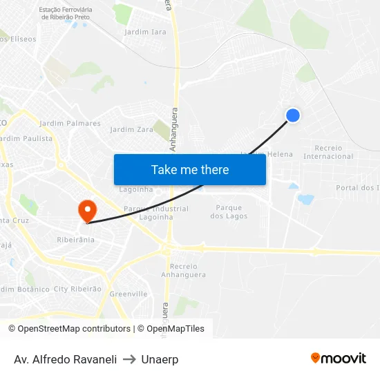 Av. Alfredo Ravaneli to Unaerp map