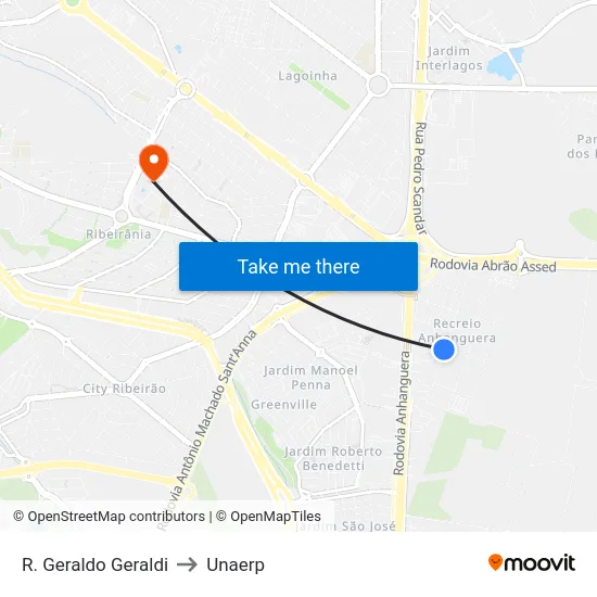 R. Geraldo Geraldi to Unaerp map