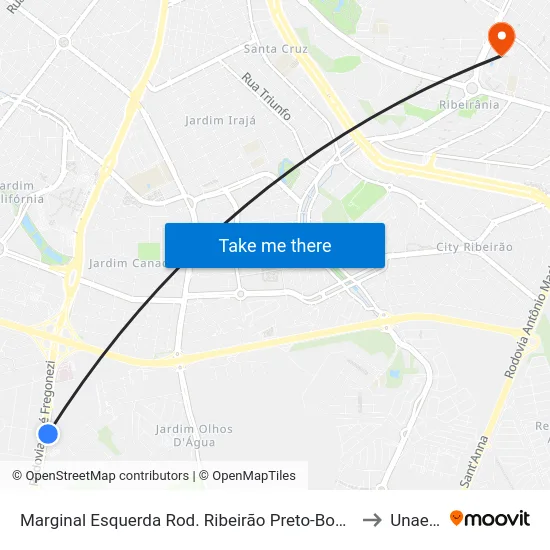 Marginal Esquerda Rod. Ribeirão Preto-Bonfim to Unaerp map