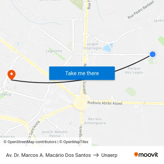 Av. Dr. Marcos A. Macário Dos Santos to Unaerp map