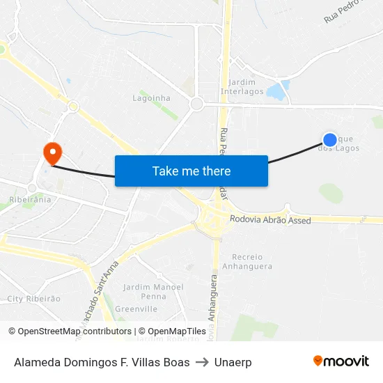 Alameda Domingos F. Villas Boas to Unaerp map
