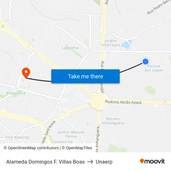 Alameda Domingos F. Villas Boas to Unaerp map