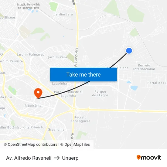 Av. Alfredo Ravaneli to Unaerp map