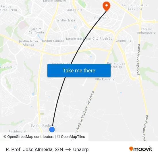 R. Prof.  José Almeida, S/N to Unaerp map