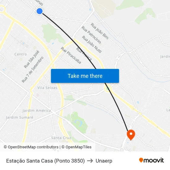 Estação Santa Casa (Ponto 3850) to Unaerp map