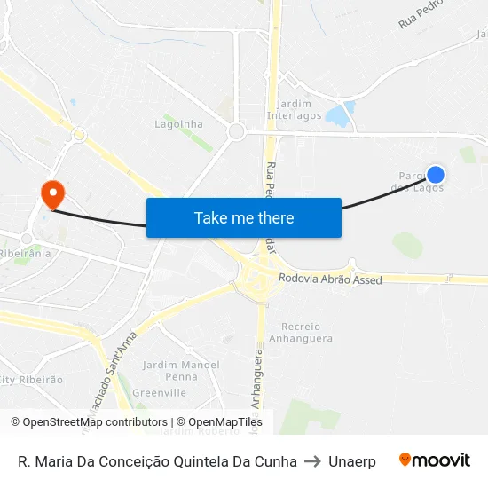 R. Maria Da Conceição Quintela Da Cunha to Unaerp map