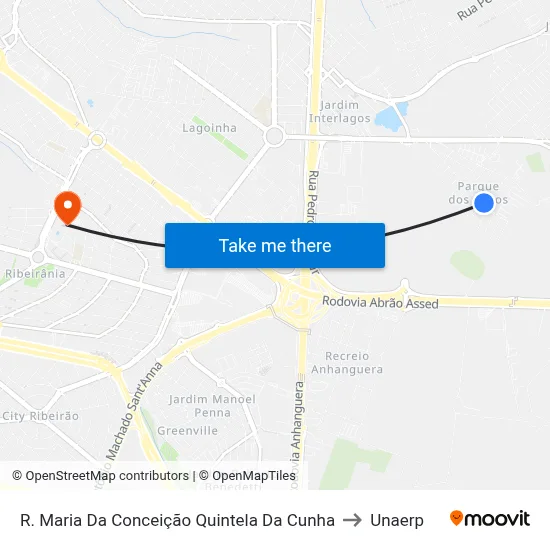 R. Maria Da Conceição Quintela Da Cunha to Unaerp map