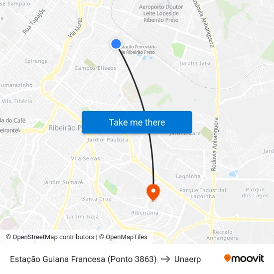 Estação Guiana Francesa (Ponto 3863) to Unaerp map