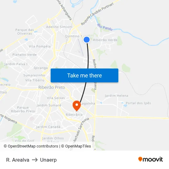 R. Arealva to Unaerp map