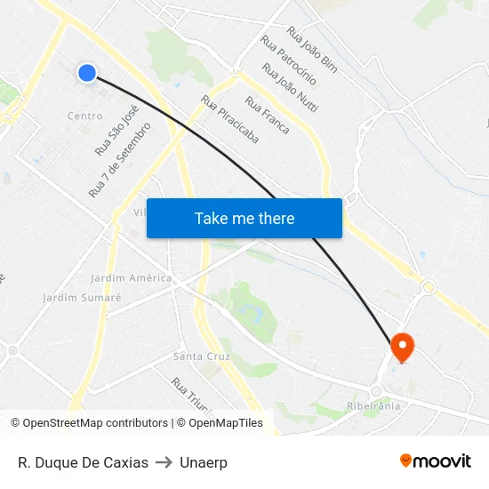 R. Duque De Caxias to Unaerp map