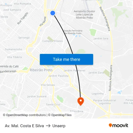 Av. Mal. Costa E Silva to Unaerp map