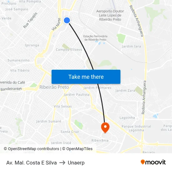 Av. Mal. Costa E Silva to Unaerp map