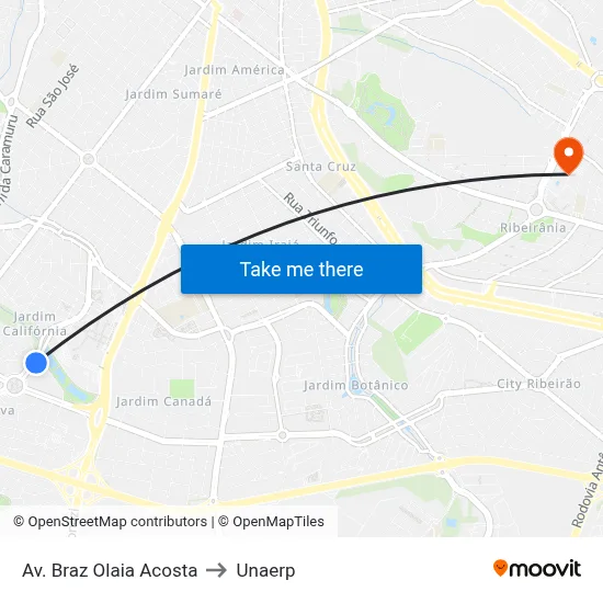 Av. Braz Olaia Acosta to Unaerp map