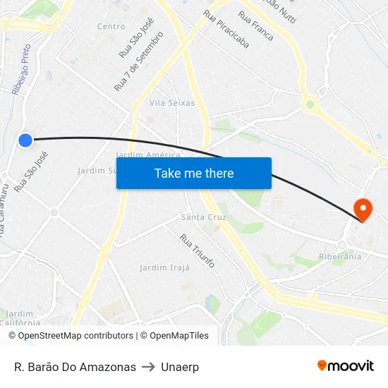 R. Barão Do Amazonas to Unaerp map