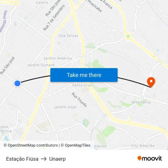 Estação Fiúsa to Unaerp map