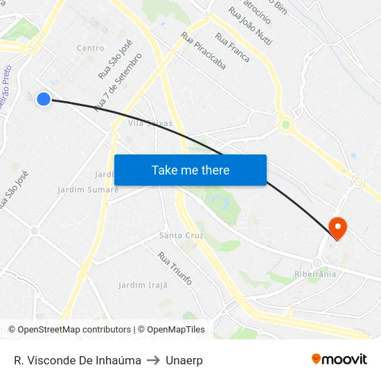 R. Visconde De Inhaúma to Unaerp map