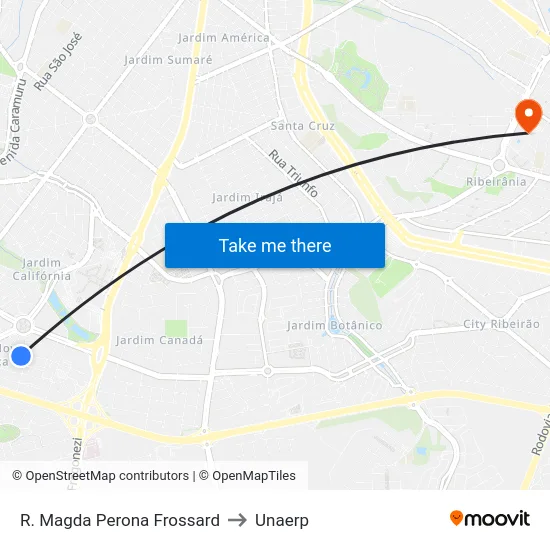 R. Magda Perona Frossard to Unaerp map