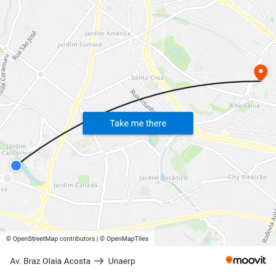 Av. Braz Olaia Acosta to Unaerp map