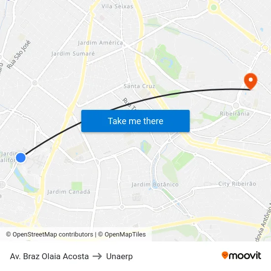 Av. Braz Olaia Acosta to Unaerp map