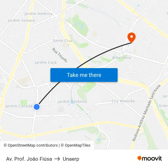 Av. Prof. João Fiúsa to Unaerp map