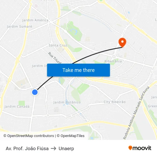 Av. Prof. João Fiúsa to Unaerp map