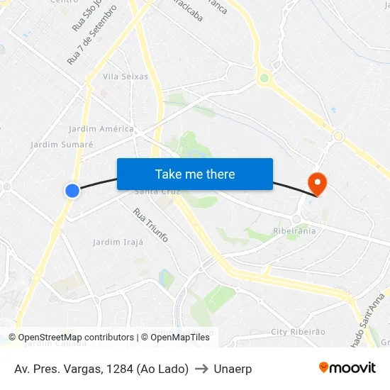 Av. Pres. Vargas, 1284 (Ao Lado) to Unaerp map