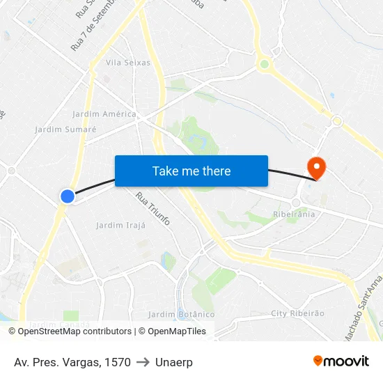 Av. Pres. Vargas, 1570 to Unaerp map