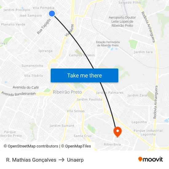 R. Mathias Gonçalves to Unaerp map