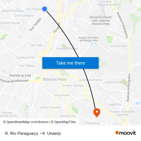R. Rio Paraguaçú to Unaerp map