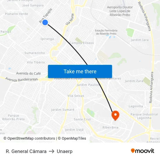 R. General Câmara to Unaerp map