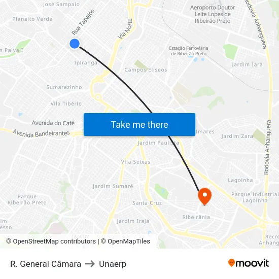 R. General Câmara to Unaerp map