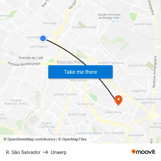 R. São Salvador to Unaerp map