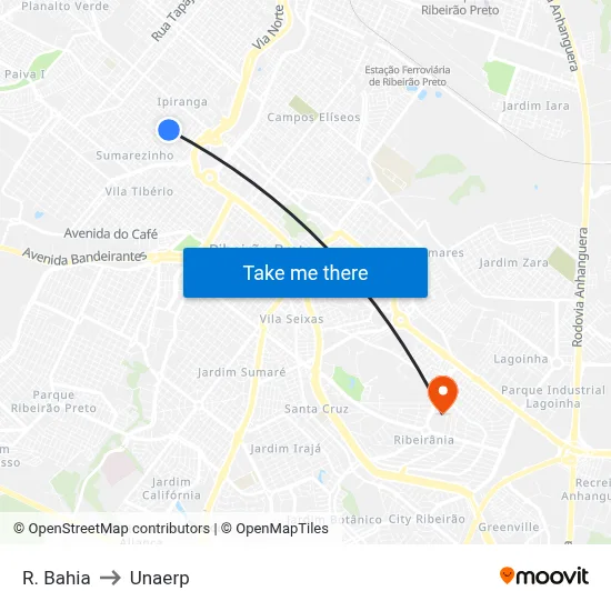 R. Bahia to Unaerp map
