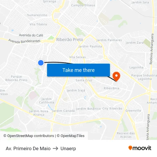 Av. Primeiro De Maio to Unaerp map